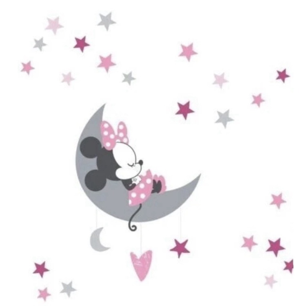 Disney Baby Minnie Mouse Pink & Gray Celestial Wall Moon Star Decals Lambs & Ivy